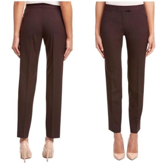 Lafayette 148 New York Irving Wool Blend Trouser Brown Size 10 - Picture 1 of 11